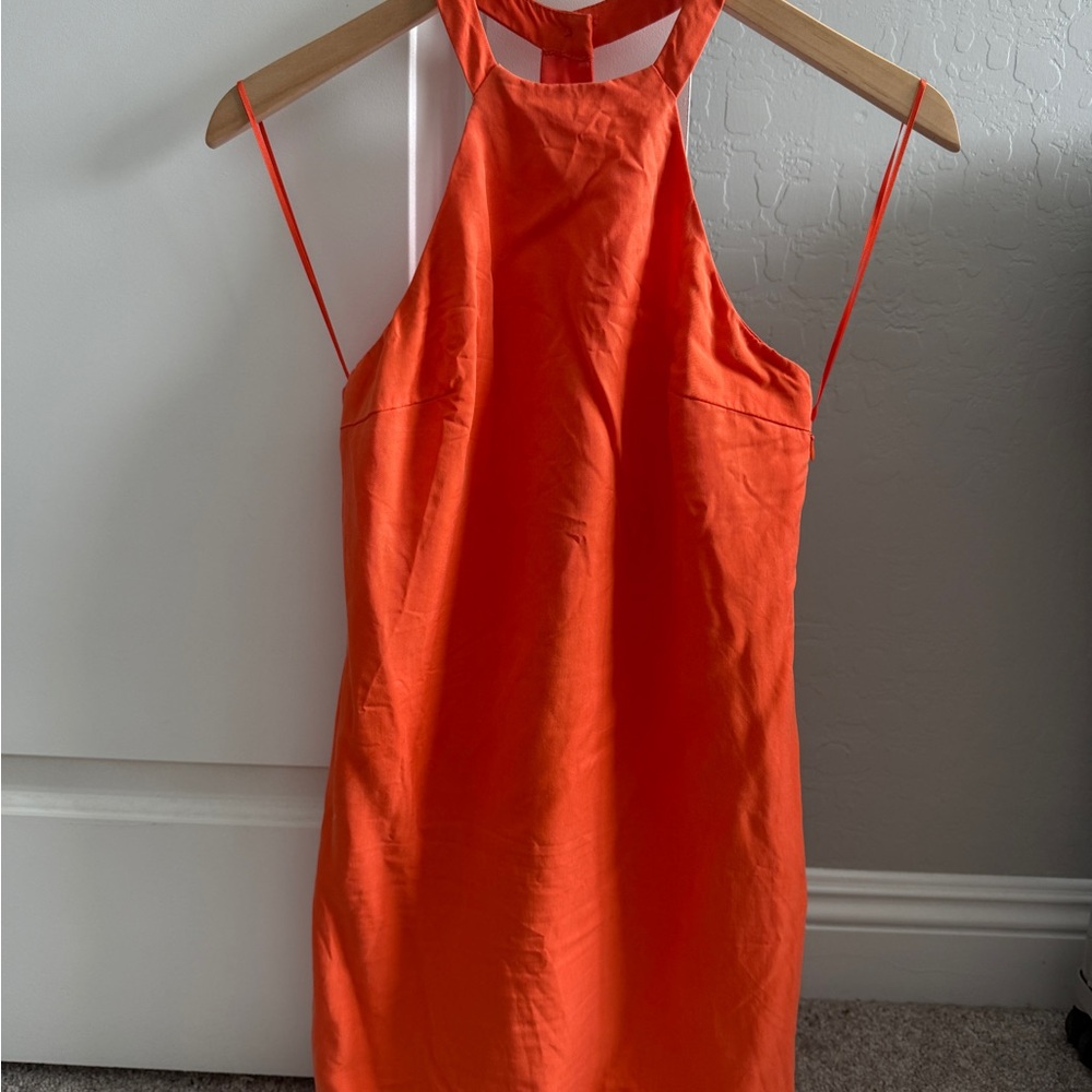 NBD Bright Orange Halter Mini Dress